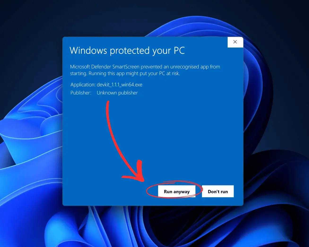 Windows SmartScreen - Click Run anyway